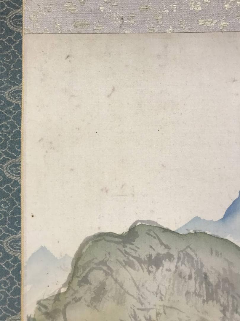 【真作】小山春翠/桜花筏下り図/山水図/春景山水図/掛軸/名家伝来/AD-913