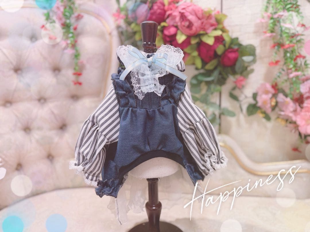 B445.pon2pan2☆犬☆デニムニットスモックワンピ