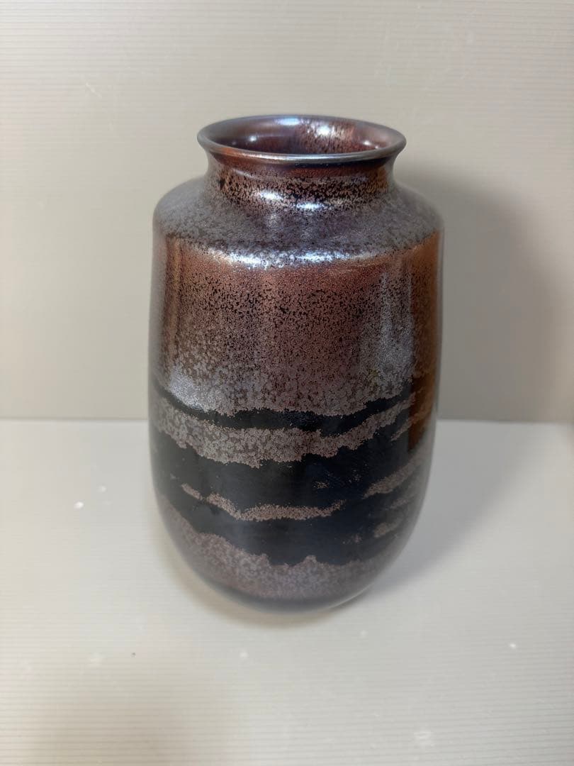 2285 藤井朱明作　天目白光　花瓶　未使用
