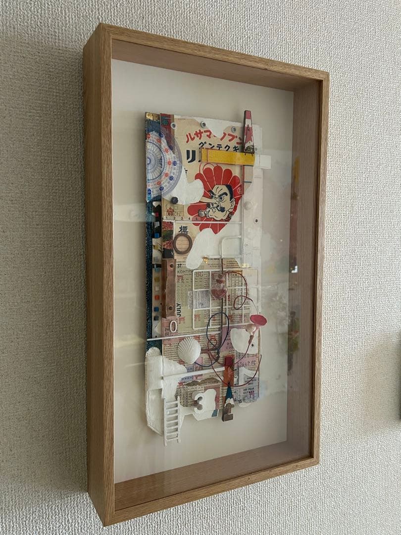 立体コラージュアート　ウォールアート　額装済み