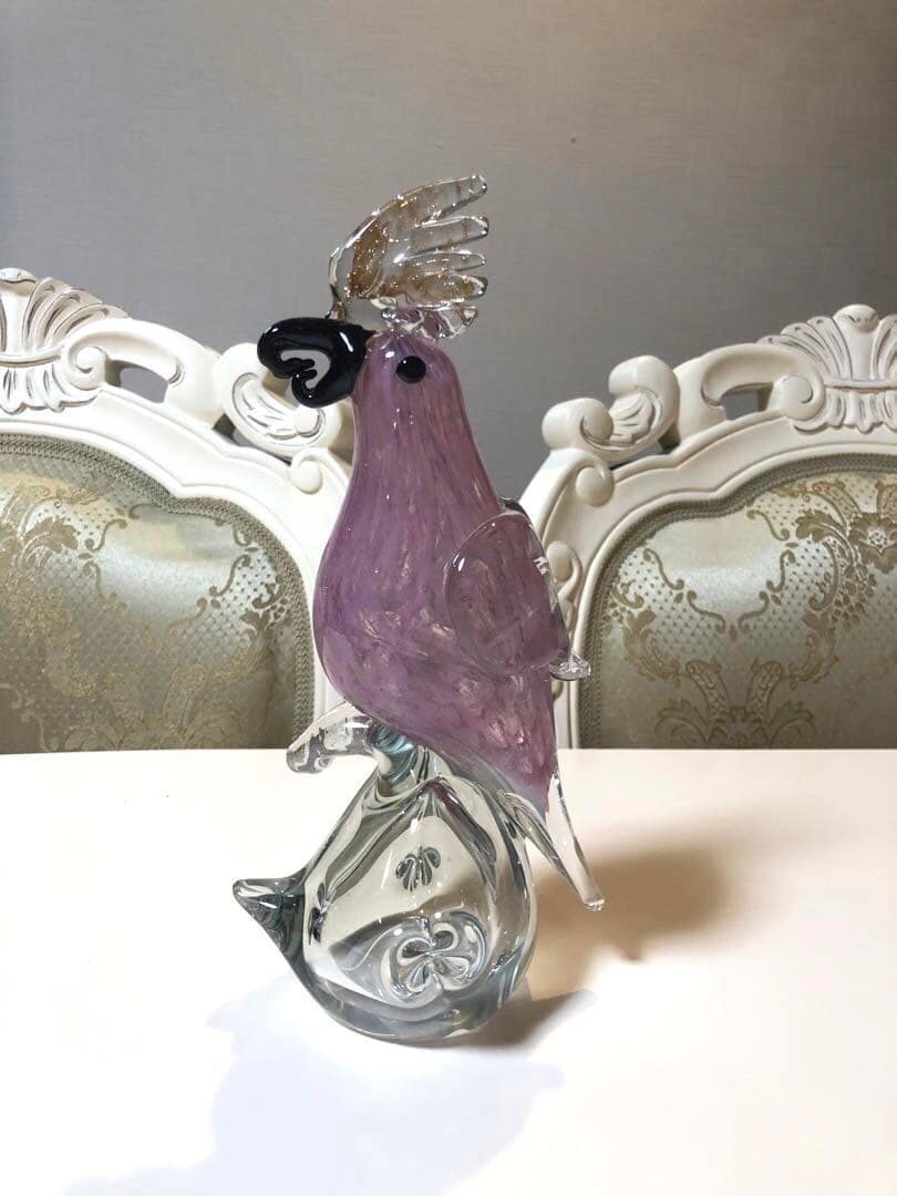 ガラスの置物　オウム　鳥