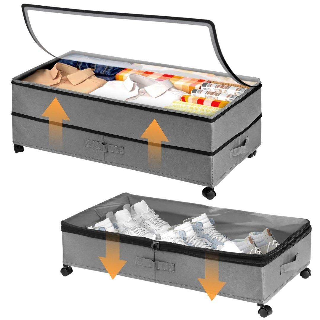 キャスター付き収納ボックス グレー