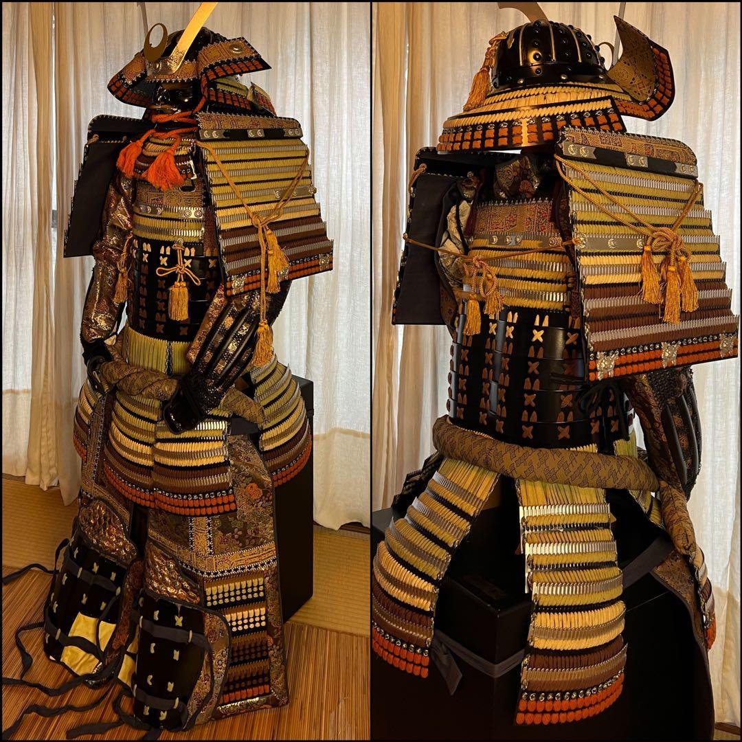 【希少•未着用】萌黄色（緑）縅糸 鉄地黒胴当世具足 【甲冑 等身大】 鎧 一式