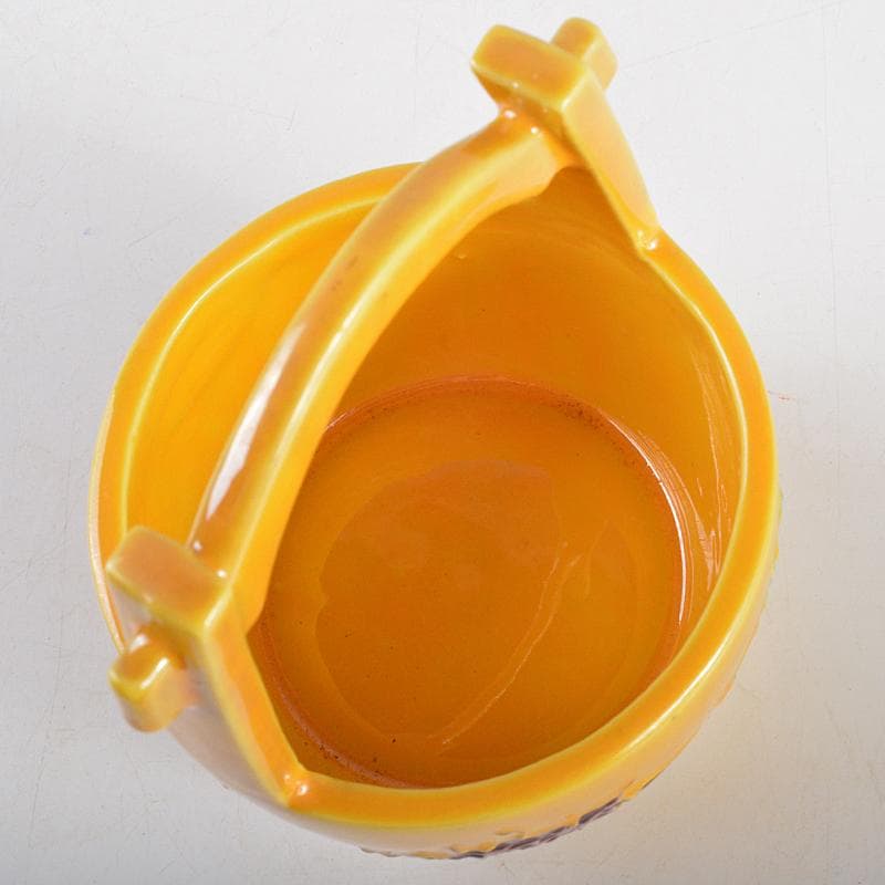 茶道具　京焼　手塚祥堂造　黄交趾　手桶茶入　共箱　M　R5787