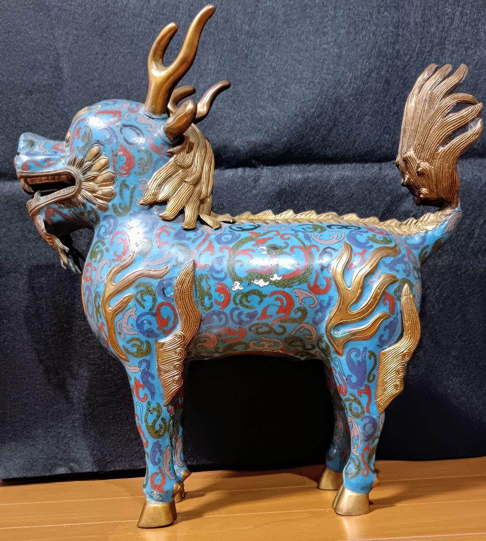 麒麟　七宝焼き　倣古　　置物　中国　大きい　オブジェ　工芸品　インテリア