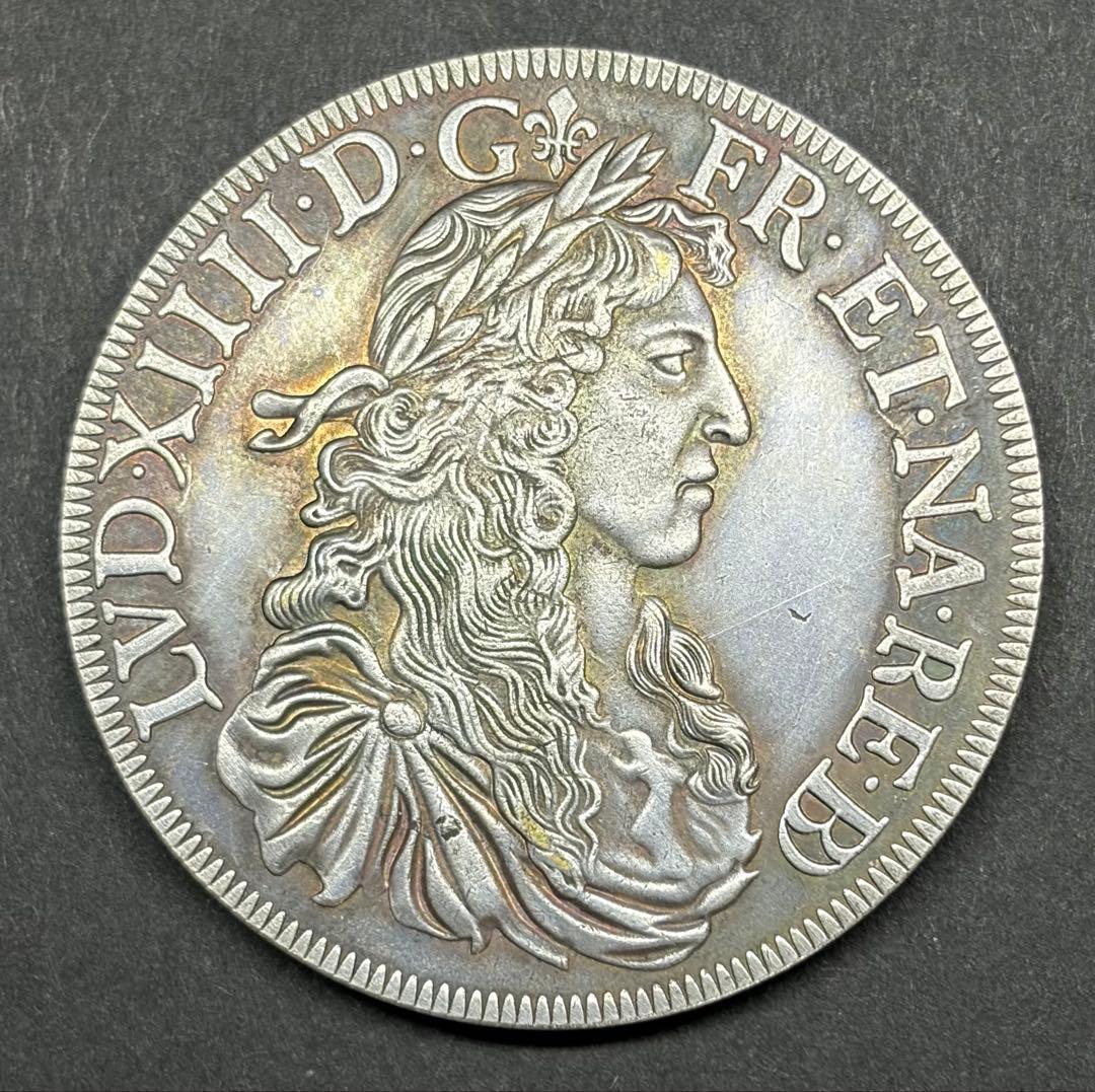 1675年 フランス ルイ14世 大型銀貨 39mm 27.74g 美麗トーン