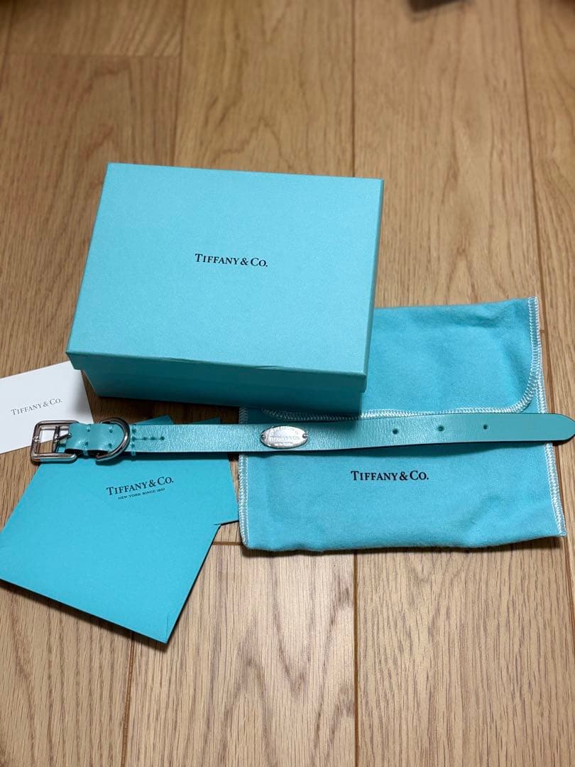 未使用品 XSサイズTiffany ティファニーレザー 犬首輪ドッグカラーペット