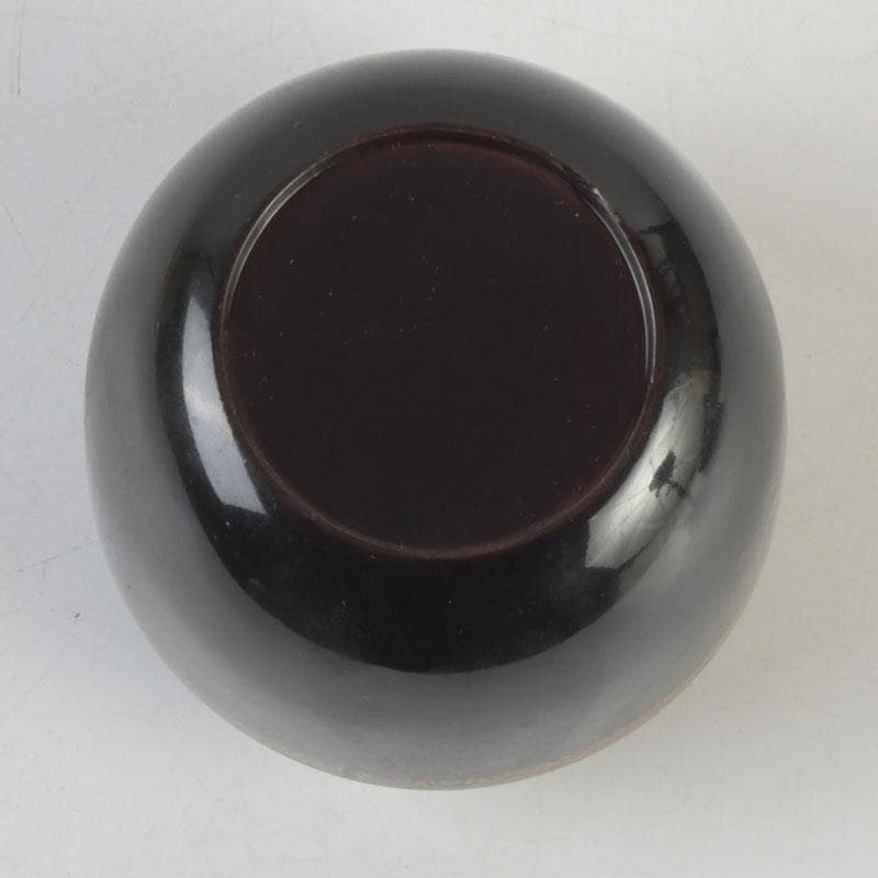 茶道具　黒漆　鶴蒔絵　中棗　共箱　V　9690