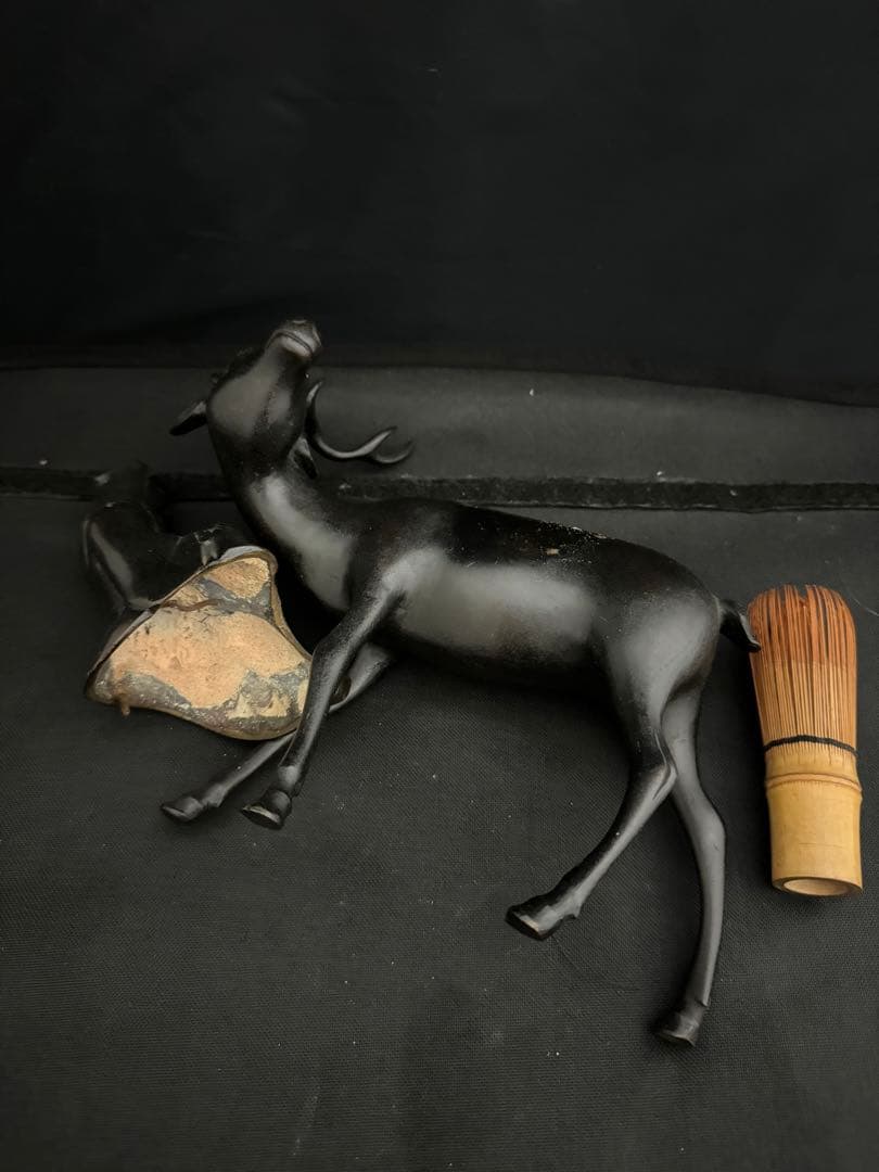 香炉 乗ったり 鹿　仙人　銅製 彫刻 置物 開運 風水 骨董 古美術 インテリア