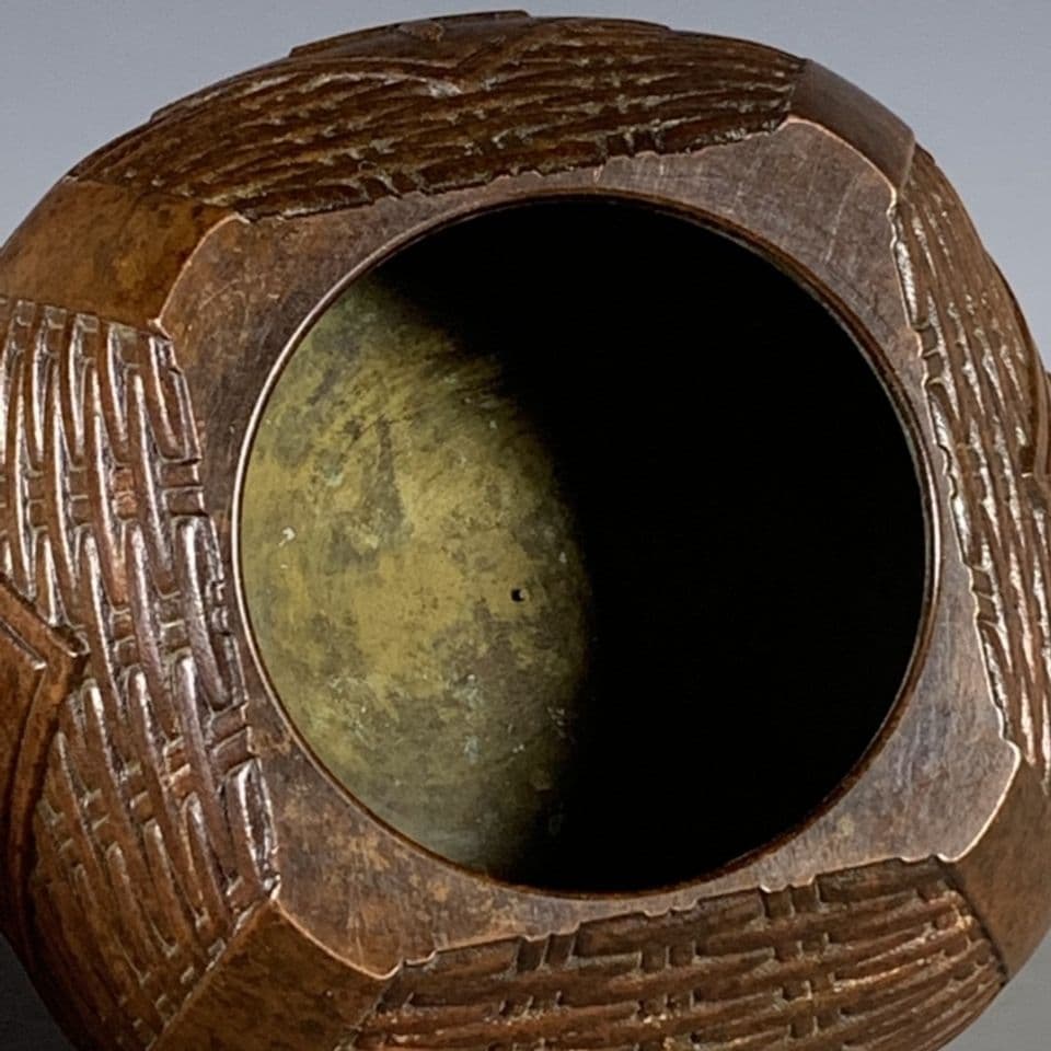 銅製 竹筐香炉 香道具 茶道具 装飾品 工芸品 置物