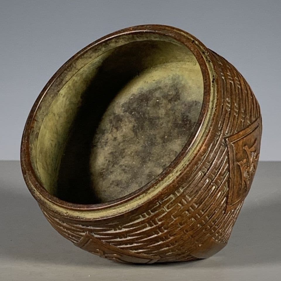 銅製 竹筐香炉 香道具 茶道具 装飾品 工芸品 置物