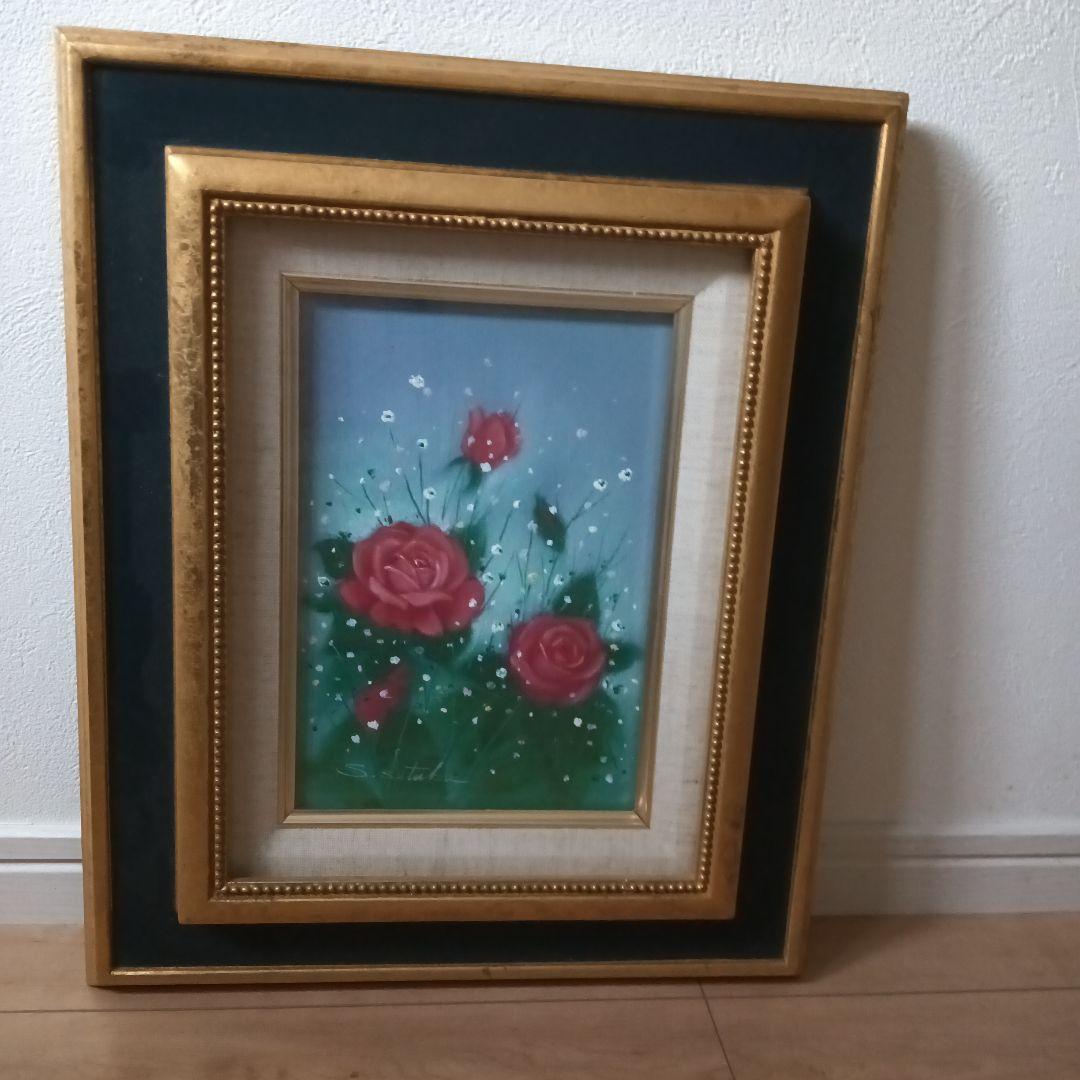 絵画 薔薇 千賀せつこ 額縁付き