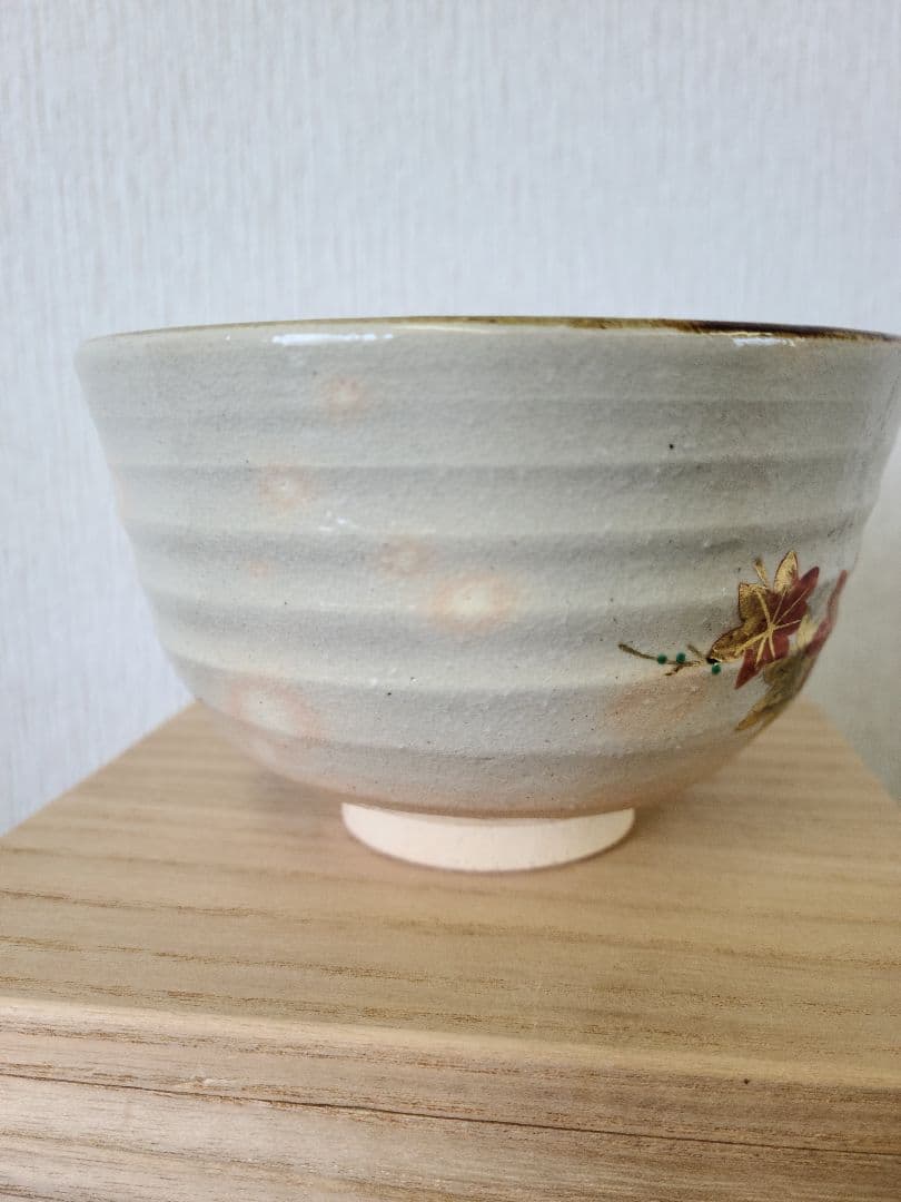 色絵　紅葉　金箔　茶碗 木箱付　閑粋　茶道具