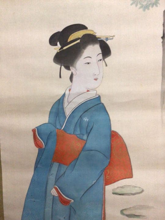 掛け軸　美人画　木箱付き