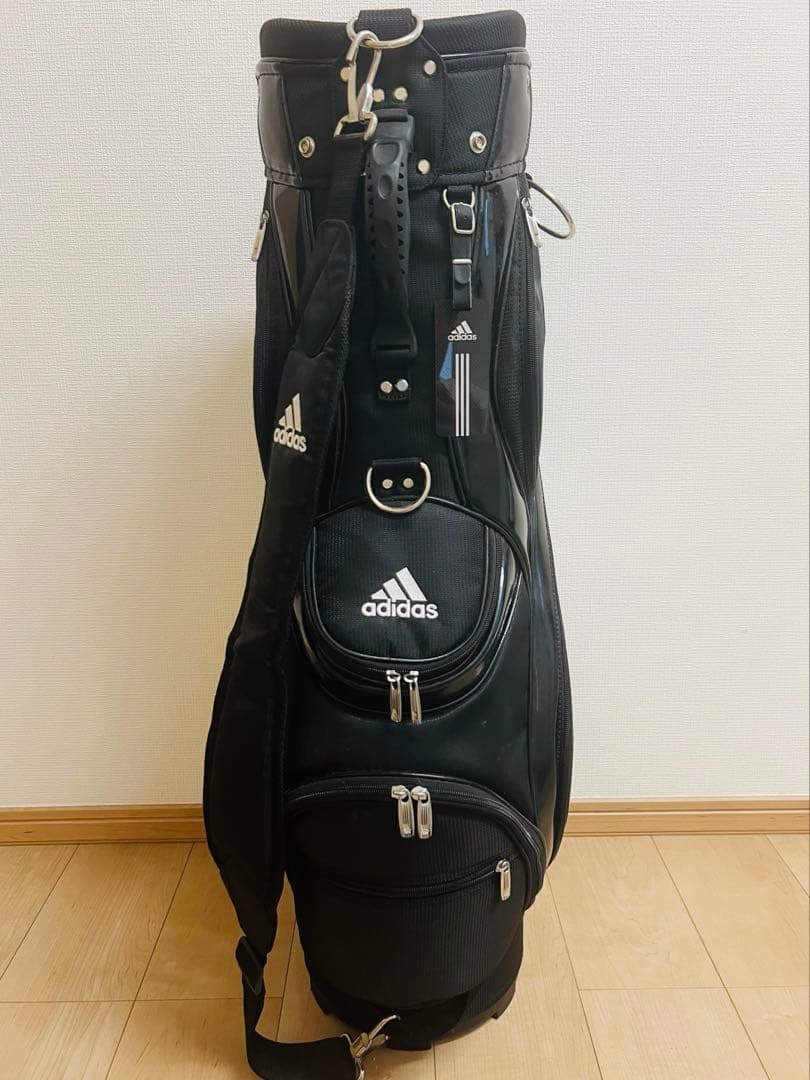 adidas アディダス　3ライン　ゴルフキャディバッグ　ブラック/ホワイト