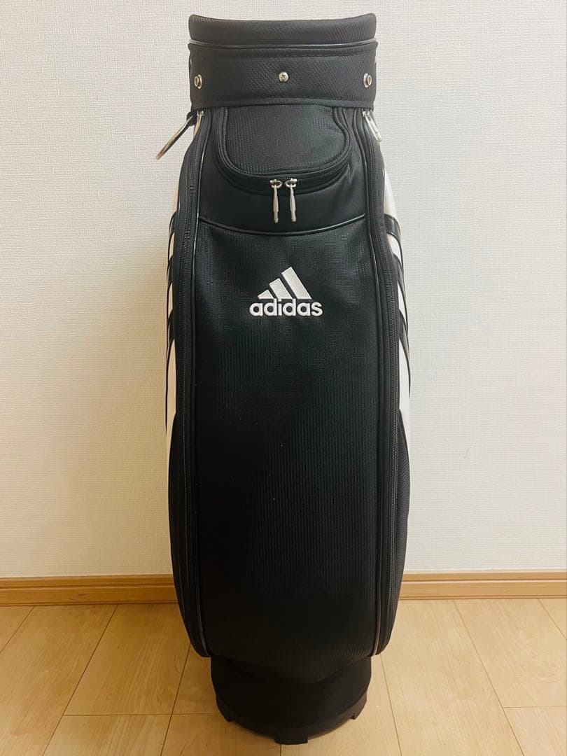 adidas アディダス　3ライン　ゴルフキャディバッグ　ブラック/ホワイト