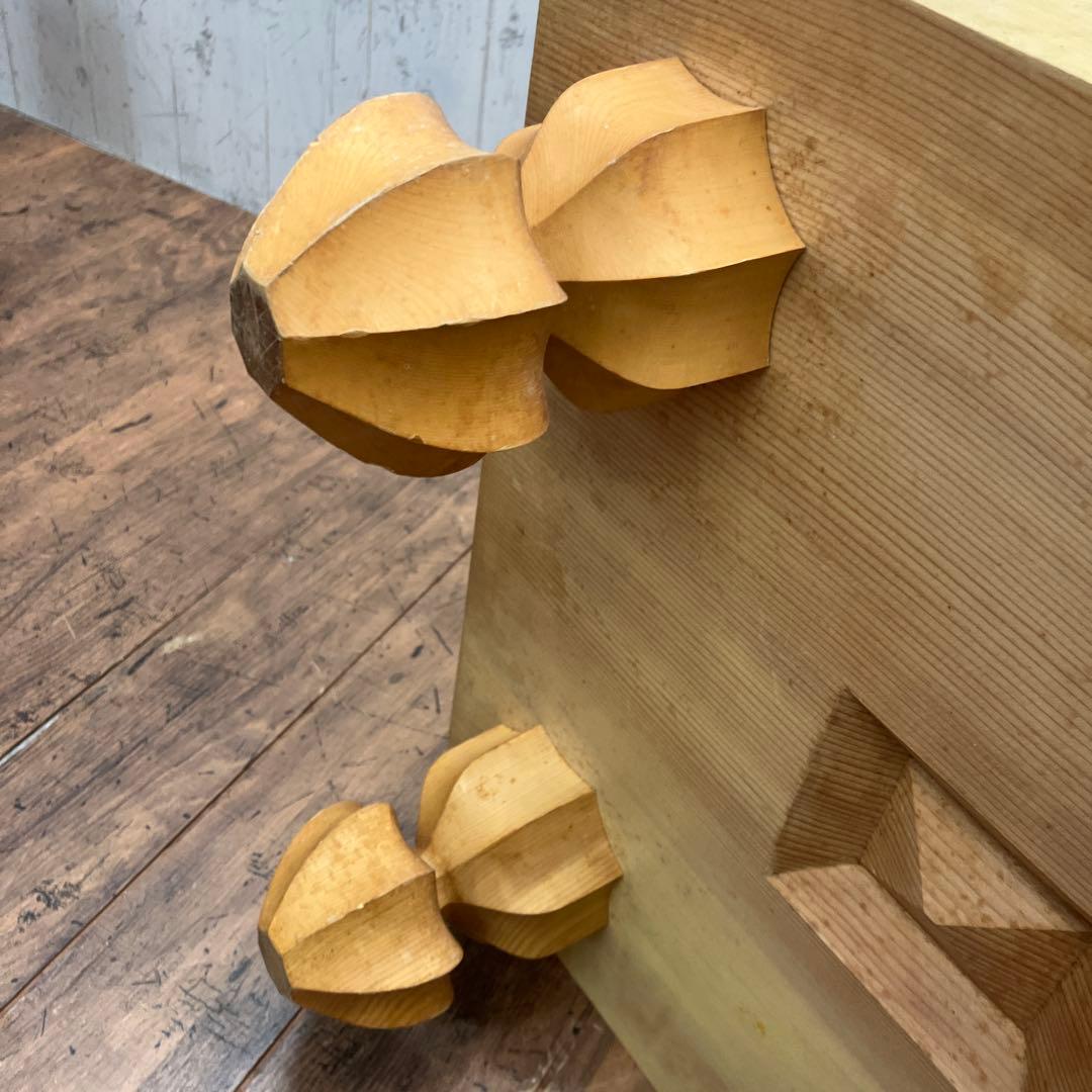 ②昭和レトロ 木製 囲碁版 囲碁盤 板 脚付 へそあり ボードゲーム 伝統ゲーム