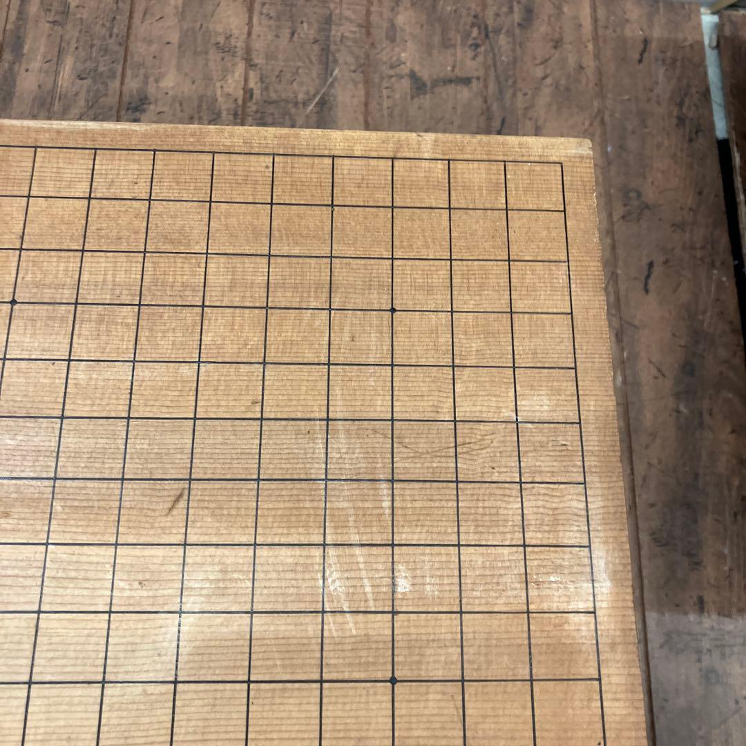 ②昭和レトロ 木製 囲碁版 囲碁盤 板 脚付 へそあり ボードゲーム 伝統ゲーム