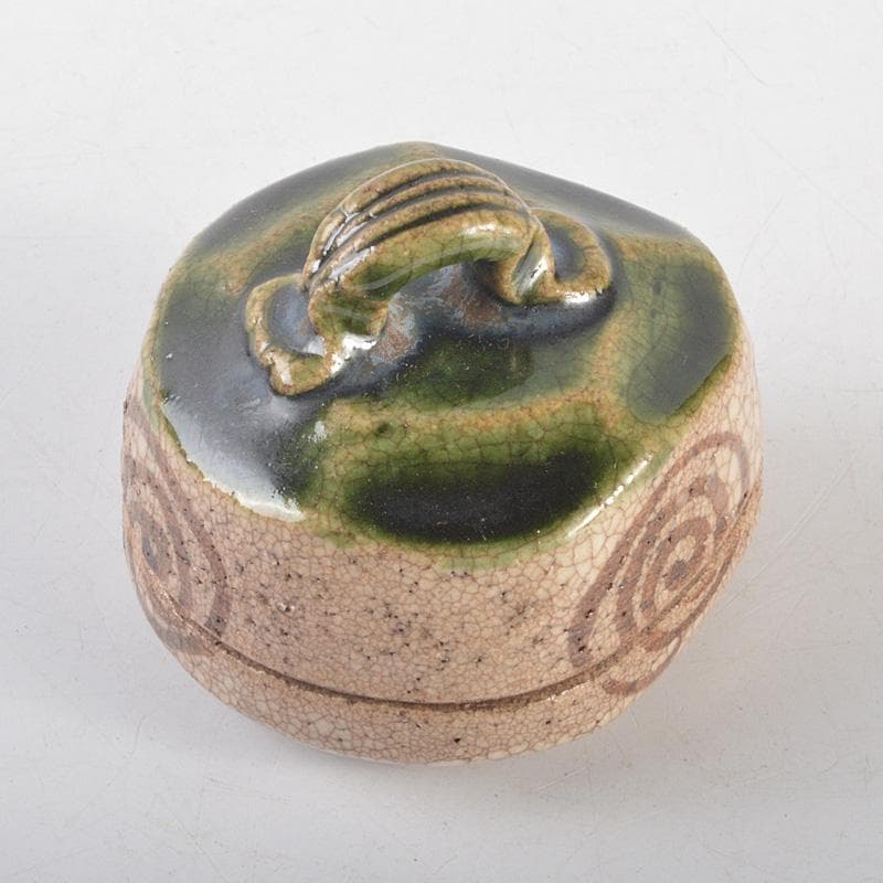 茶道具　織部焼　はじき織部　香合　極め箱　V　R5258