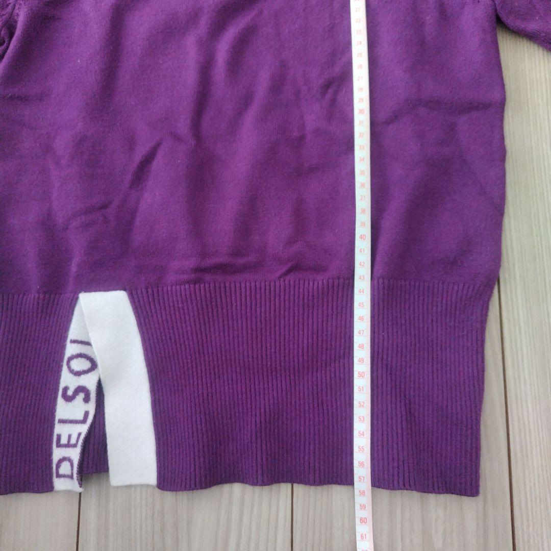 ☆デルソルゴルフ☆紫タートルセーターM 裏起毛スカートL セットアップ上下