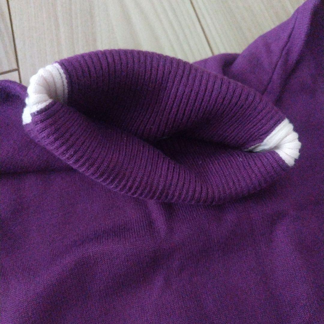 ☆デルソルゴルフ☆紫タートルセーターM 裏起毛スカートL セットアップ上下