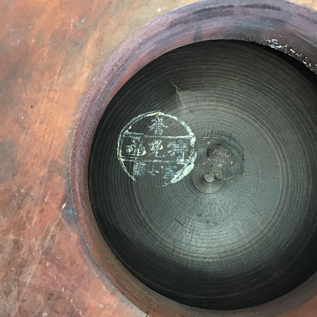 茶道具　灰炉　銅製　木製台•底瓦•前瓦•灰ならし具付　配送用箱　S233HR