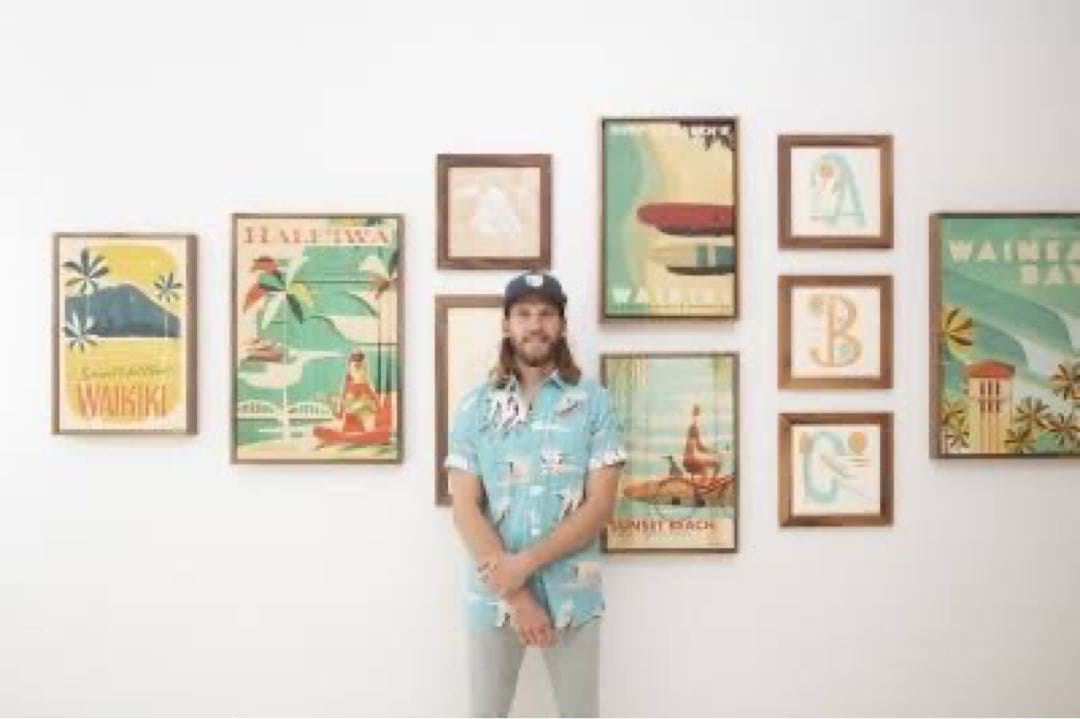 ハワイ画家Nick Kucharニック カッチャーアート額付き6点セット