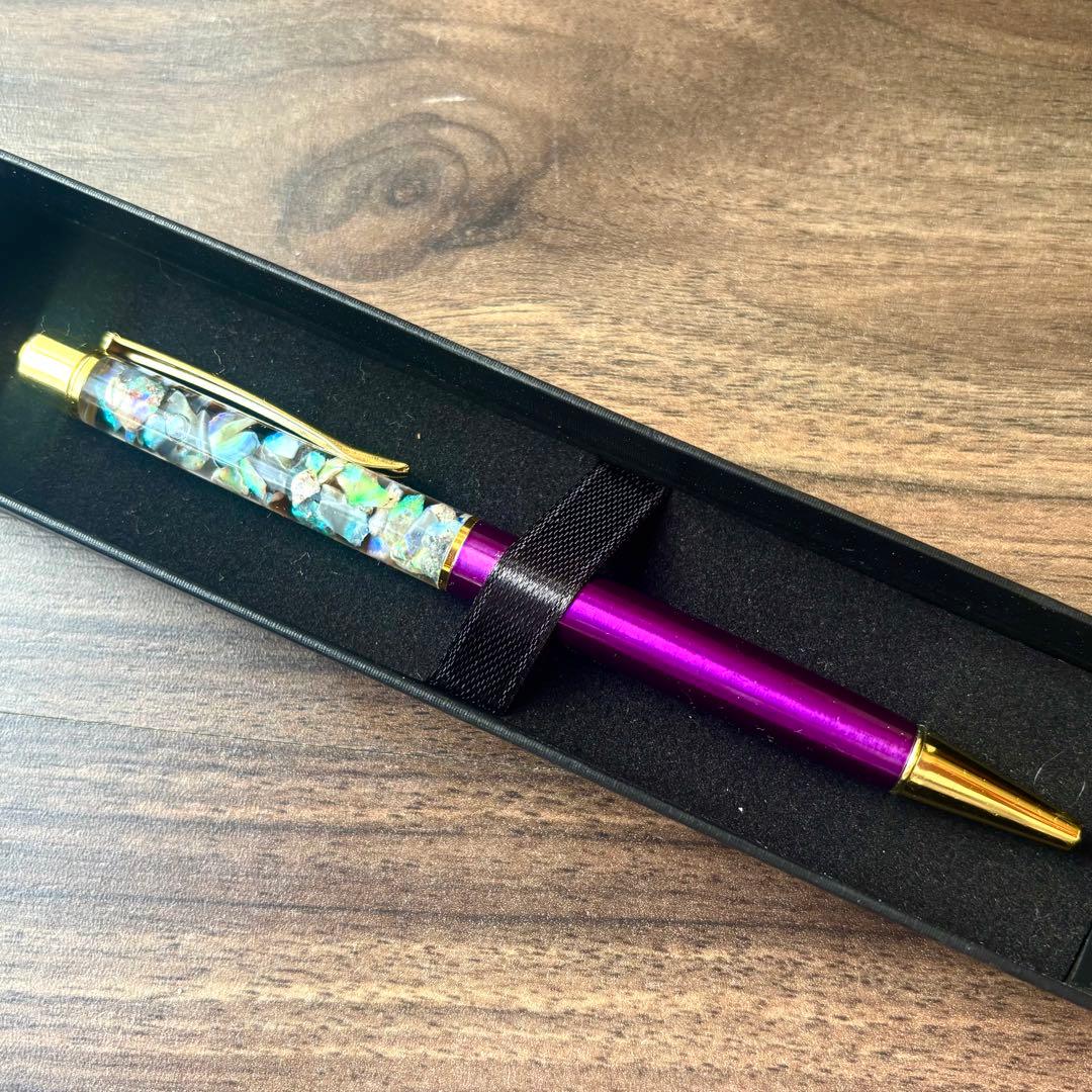 鮮色 8ct ブラックオパール ボールペン ライトニングリッジ産