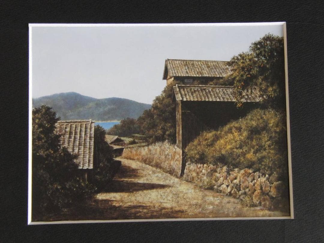 身野友之、【海の見える丘】、希少な額装用画集より、新品額装付