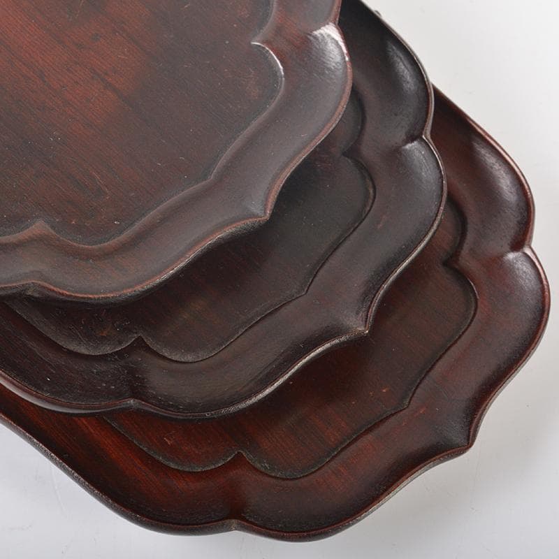 中国　唐木紫檀製　茶托　小皿　五客　V　R6552E