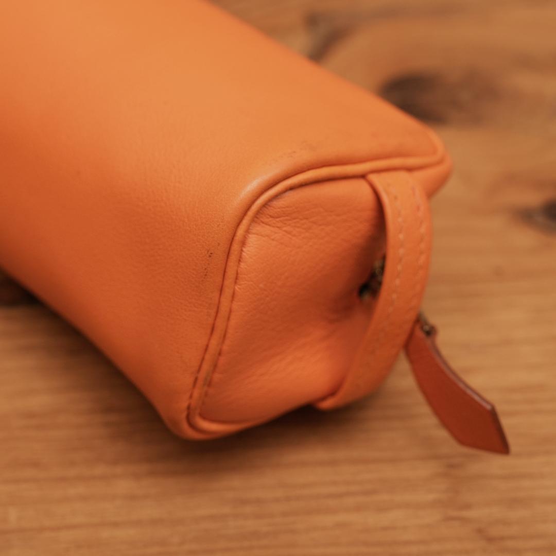 エルメス Scrib スクリブ　ペンケース ポーチ オレンジ マルチケース