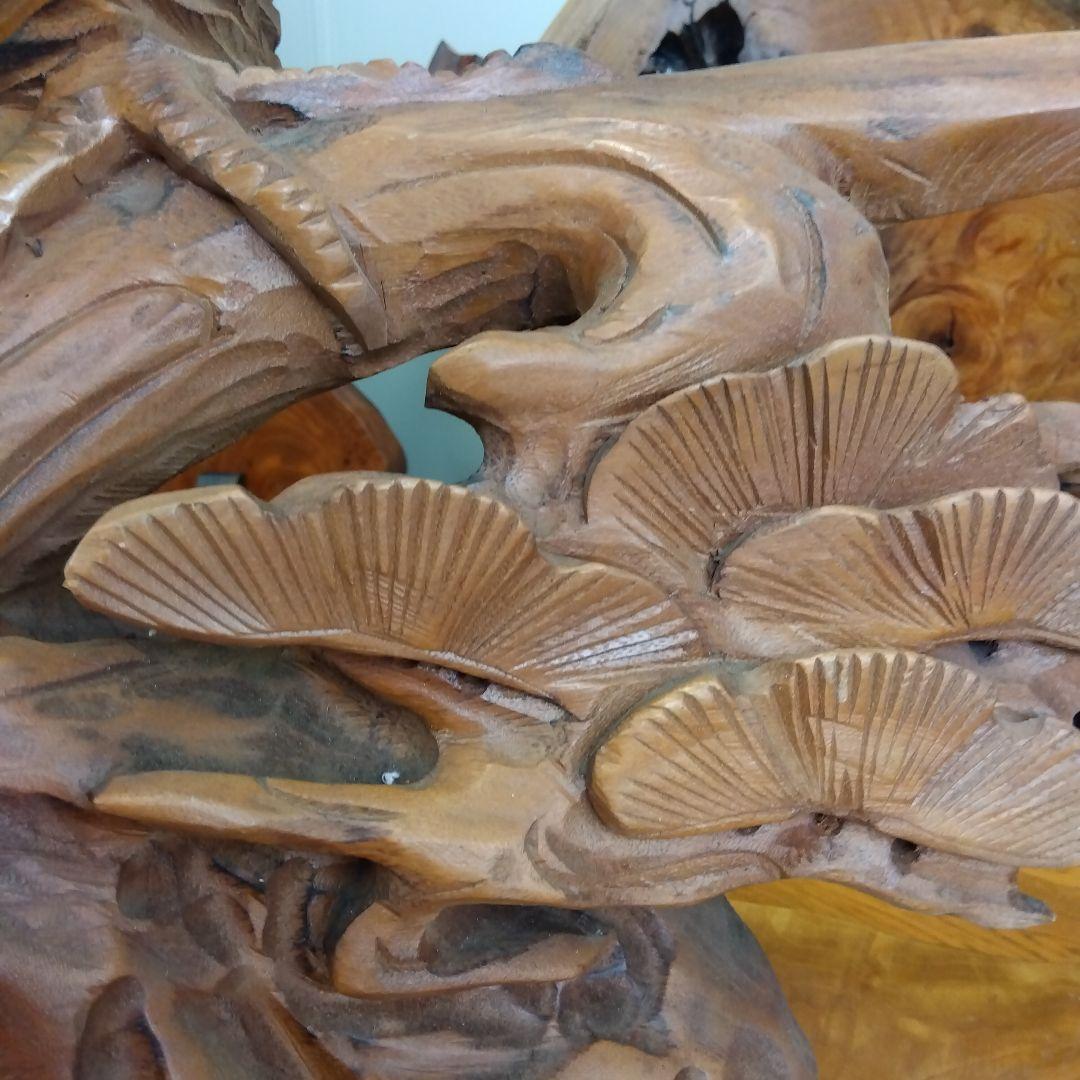 一本木　鷹の置物　オブジェ　レトロ　鷹・松