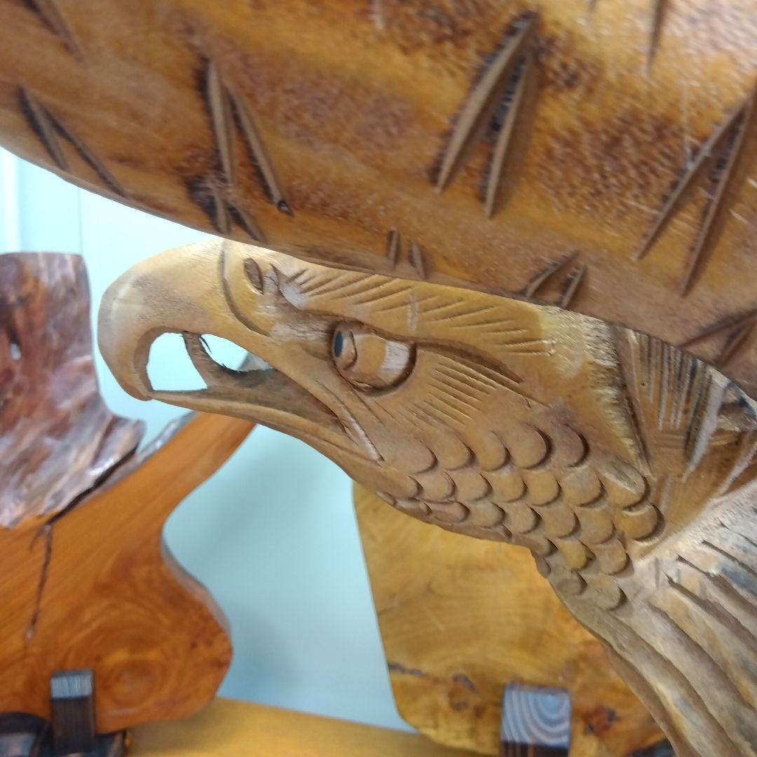 一本木　鷹の置物　オブジェ　レトロ　鷹・松