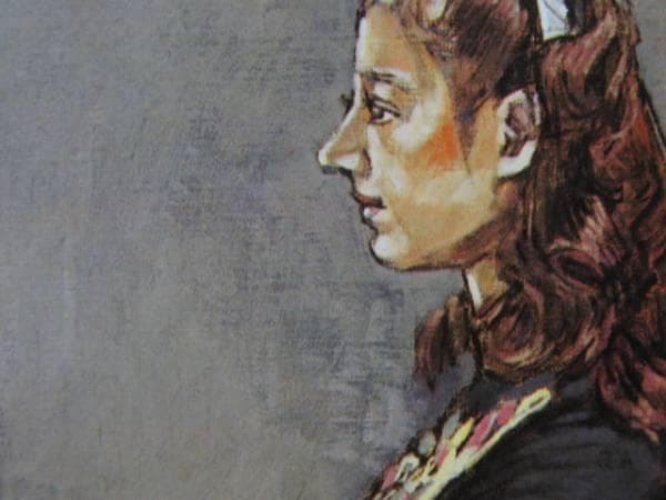 張替　真宏、横向きの少女、希少な画集より、新品高級額装付、版上サイン入り