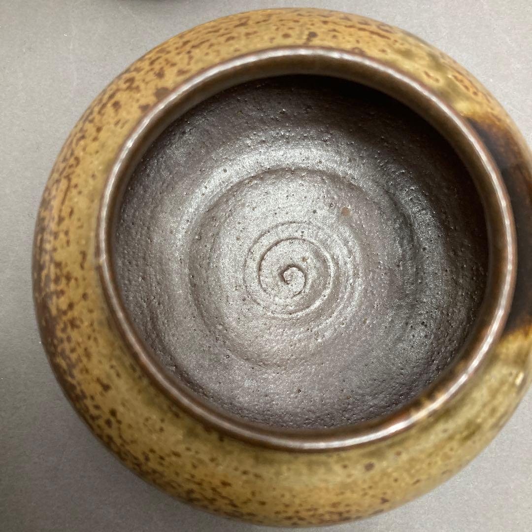 茶道具　茶入　立杭陶勝(たちくい)造　茶入袋(藤種緞子 造) S205TI