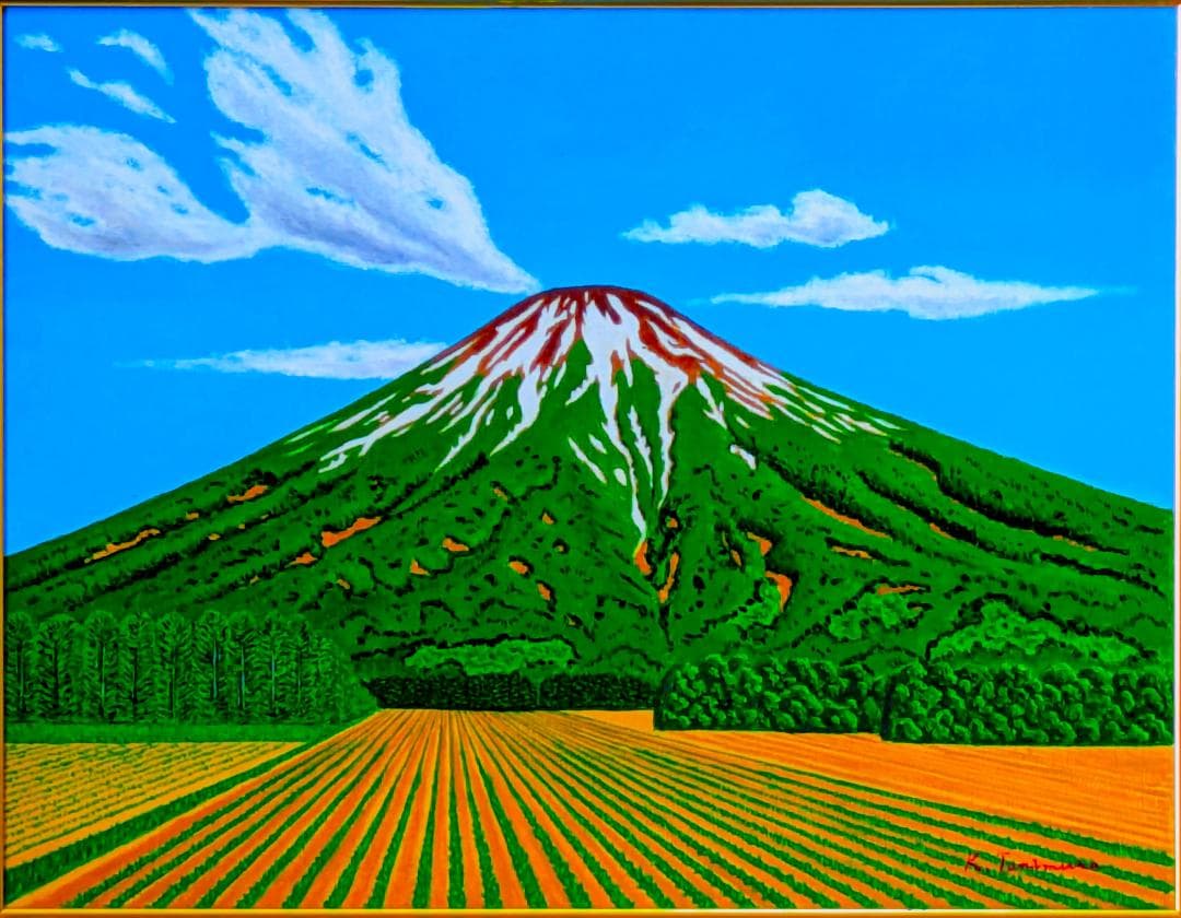 ★早春の羊蹄山・肉筆油彩画・F6キャンバス