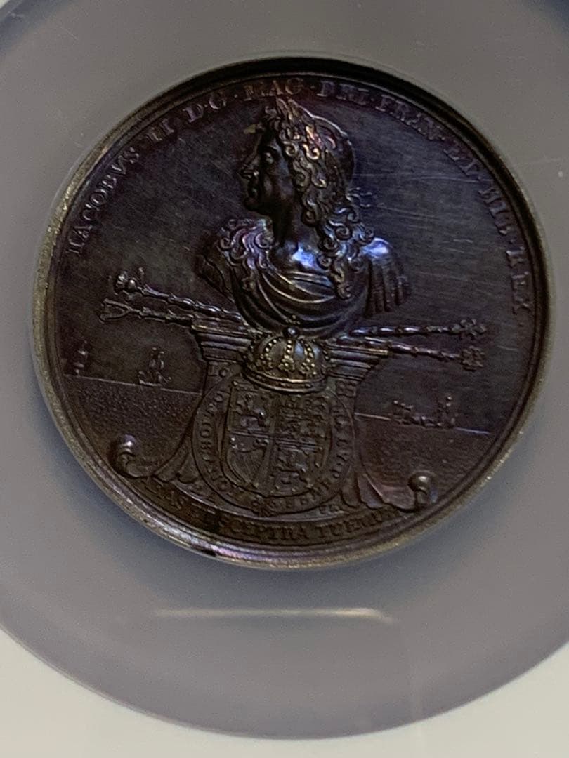 値下げ❗️ジェームズ2世1685年 パープルトーン❗️大型シルバーメダル