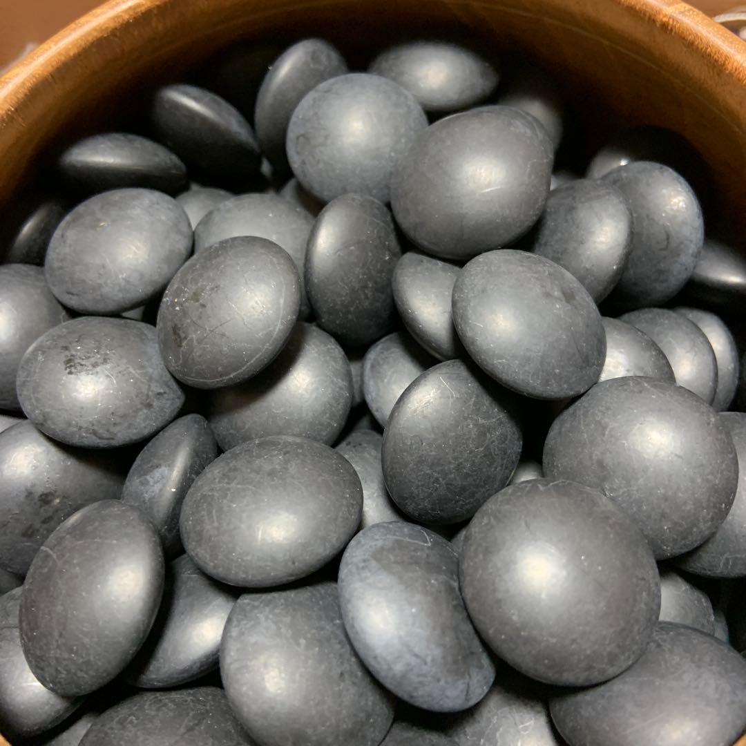 囲碁 黒白石 大理石 木製碁石入れ