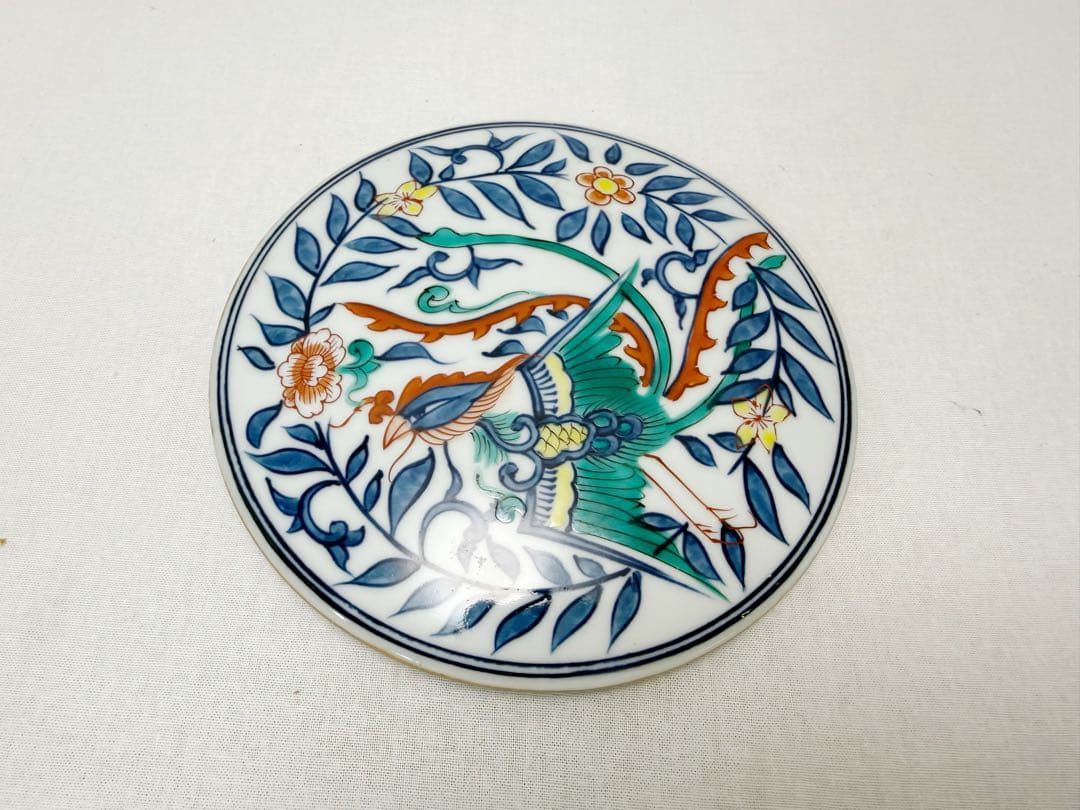 未使用 茶道具 静山造 差絵鳳凰絵 片口水注 水次 水差し 印有 共箱