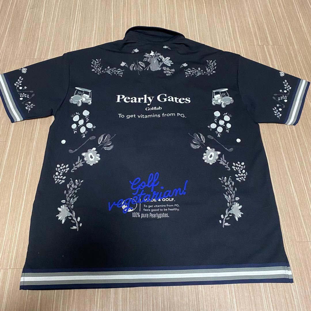 新品タグ付き　Pearly Gates 花柄ポロシャツ ネイビー　サイズL