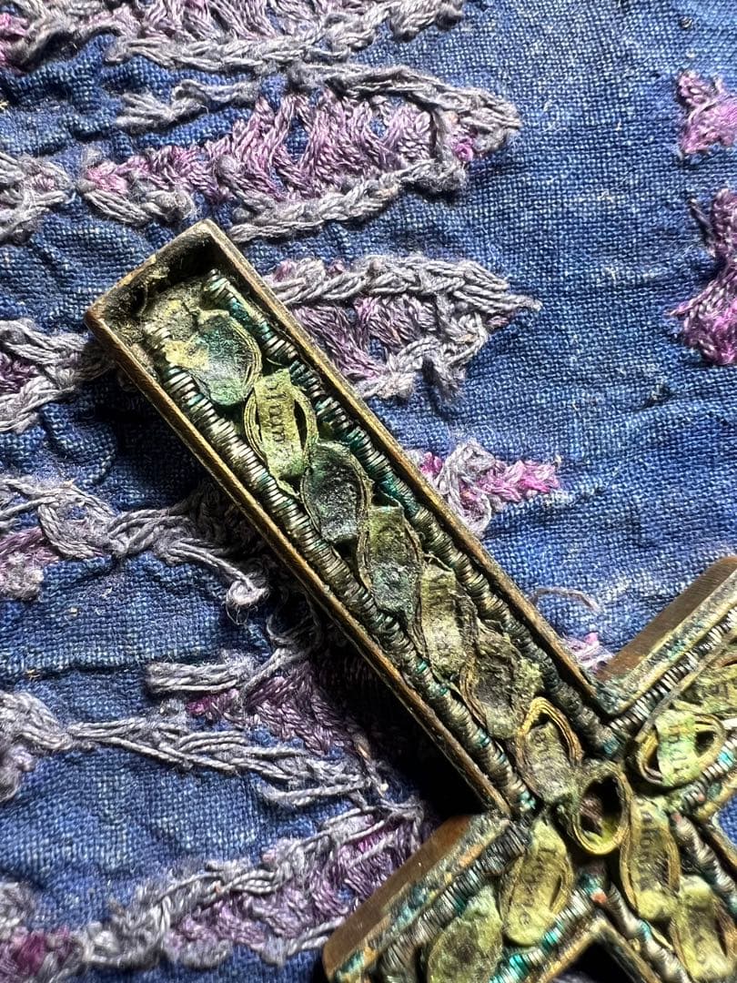 極稀少品　19世紀　真鍮製　聖遺物クロス　キリスト教　アルマクリスティ　受難遺物