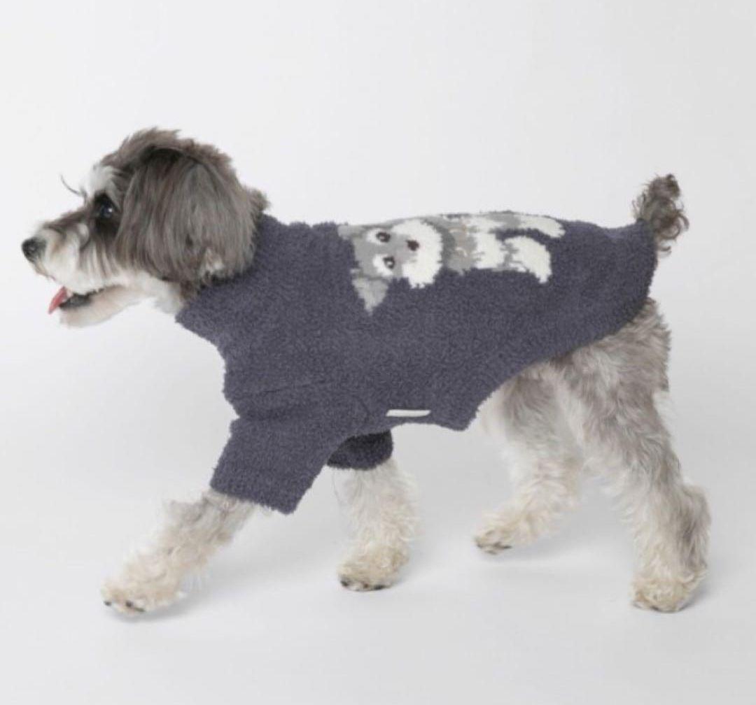 ジェラートピケ パウダーハイネックシュナウザー柄ジャガードプルオーバー　Sサイズ