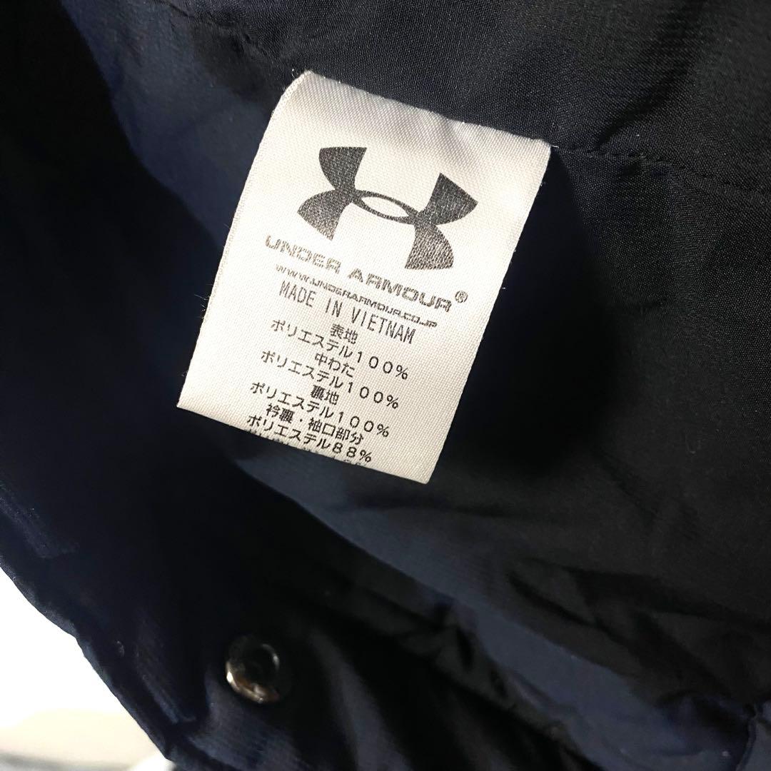 ★UNDER ARMOUR★刺繍ロゴ ベンチコート 中綿 ロング ブラック XL