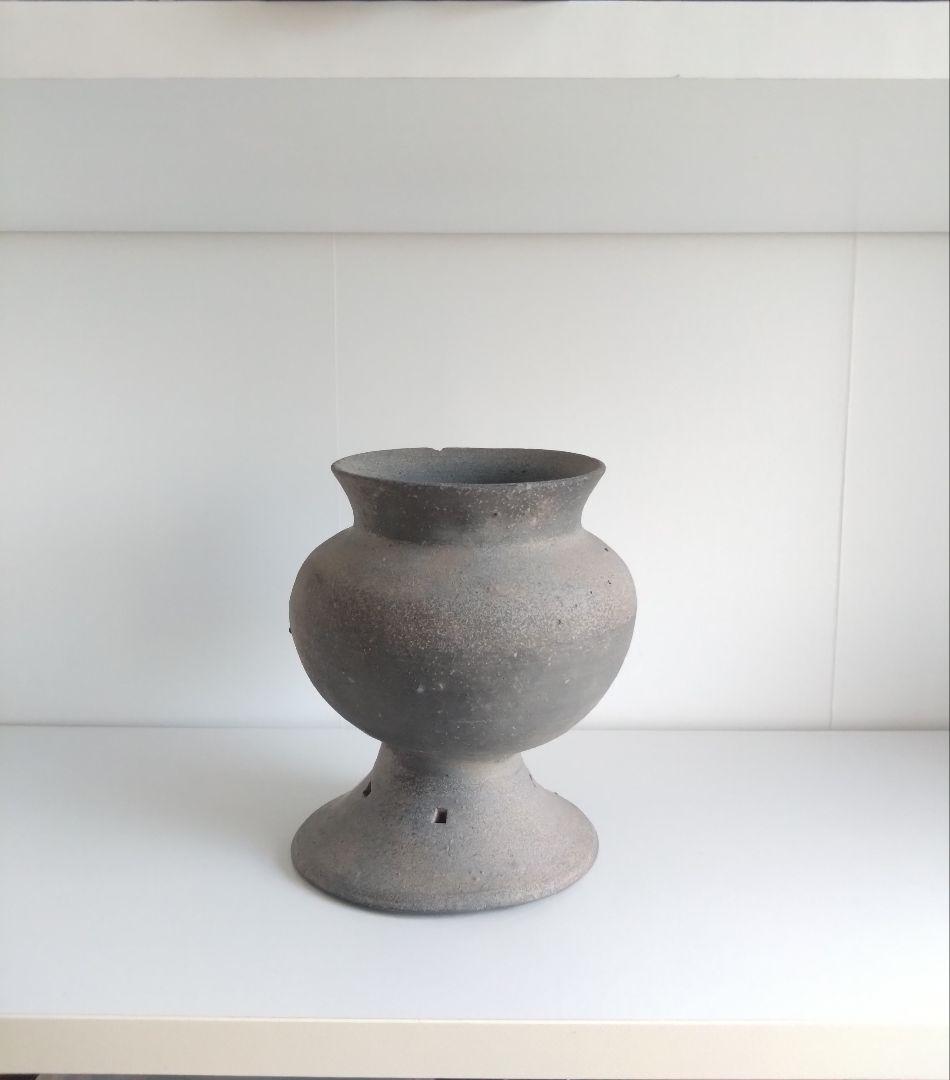 須恵器　高脚壺　古美術骨董古道具インテリア花入器オブジェ
