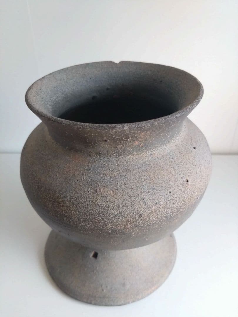 須恵器　高脚壺　古美術骨董古道具インテリア花入器オブジェ