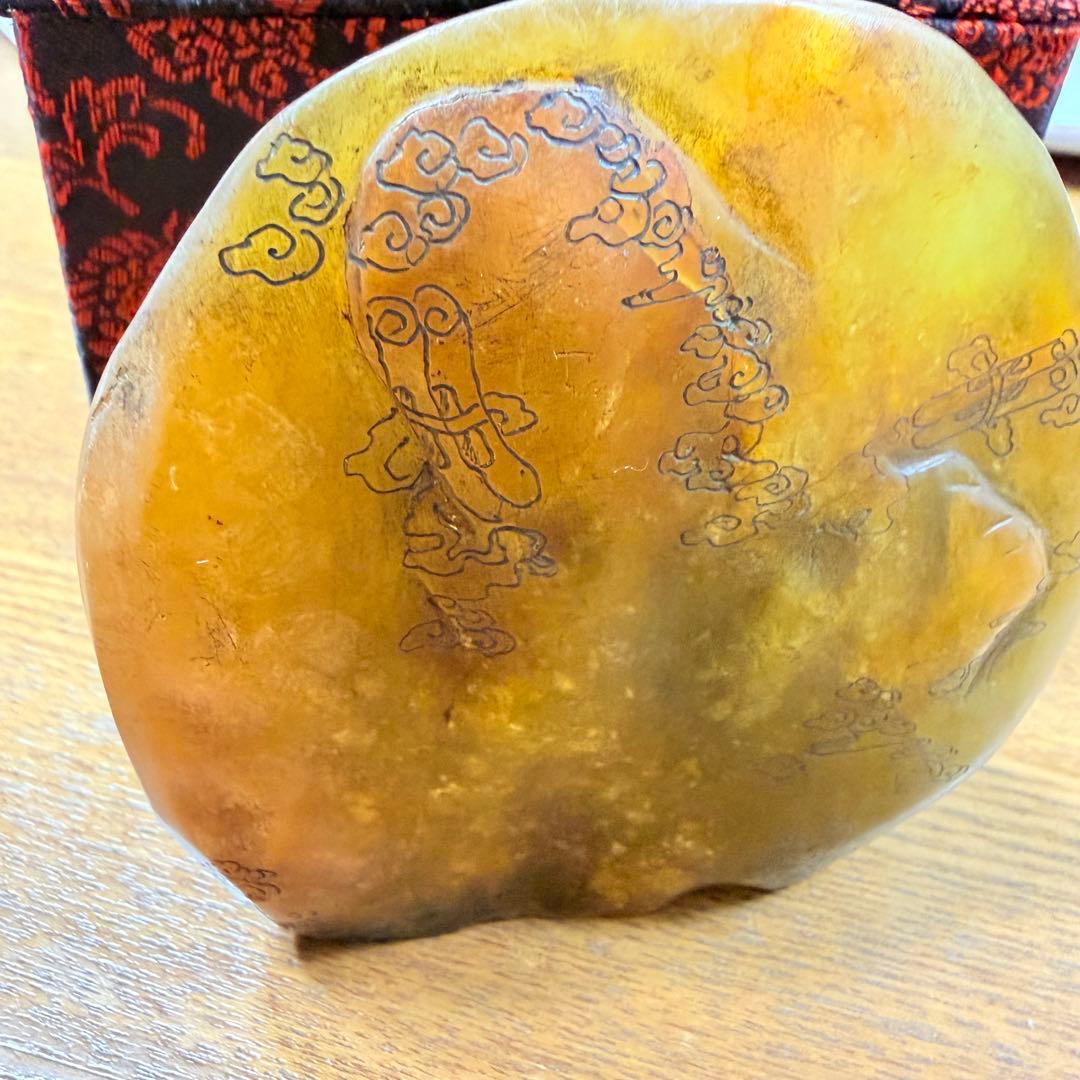 珍品田黄石印章 彫刻　「仁者寿」　　龍