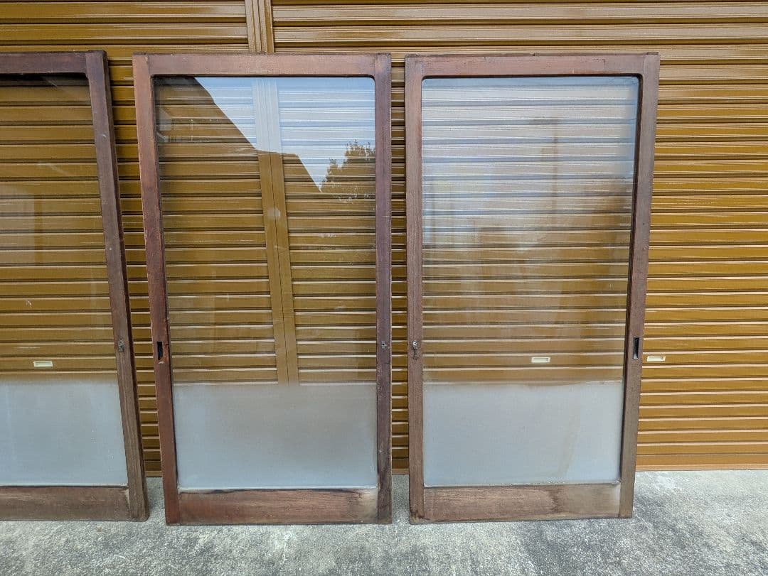 木製フレーム ガラスドア 4枚セット　W910×H1790　引き取り希望