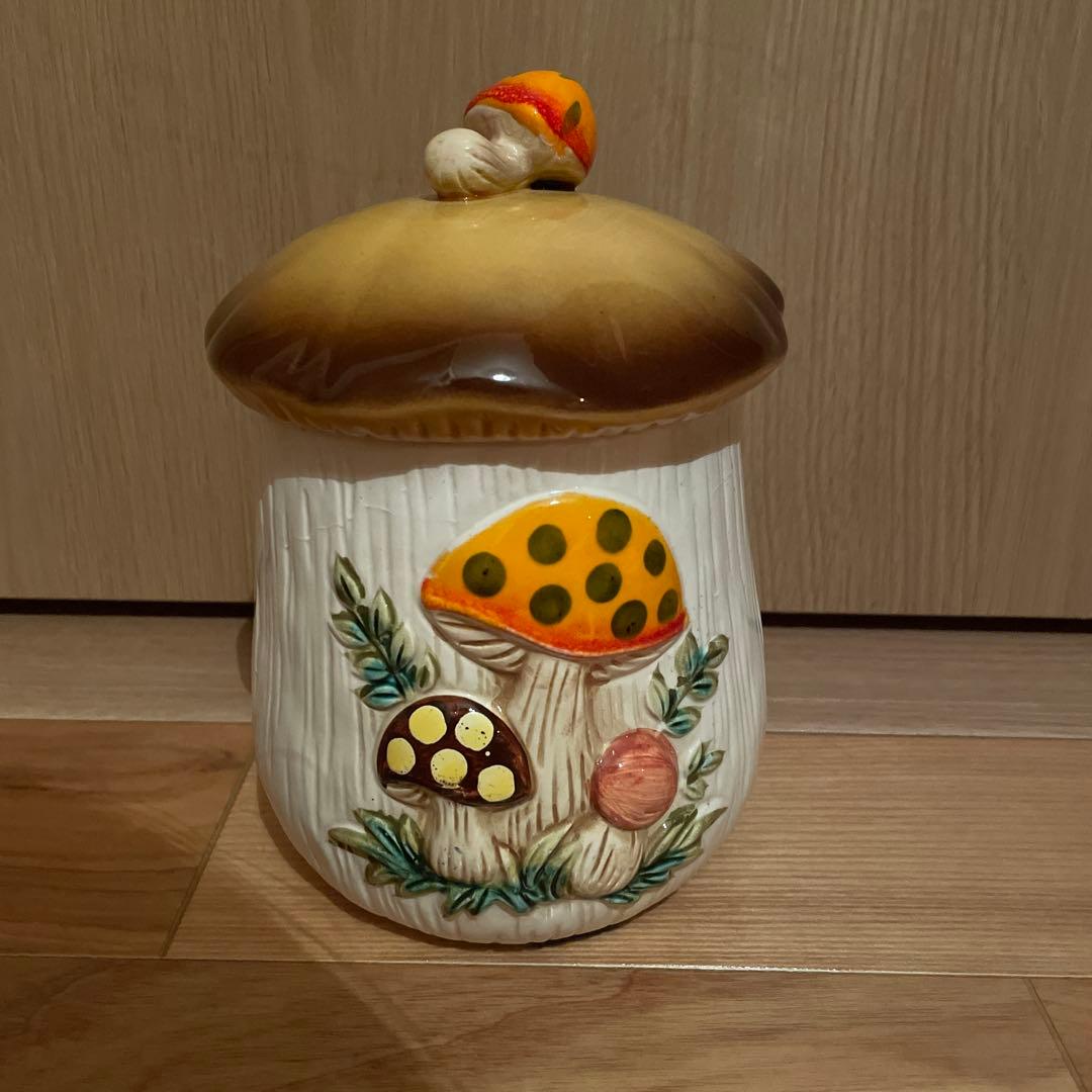 ビンテージ 小物 キノコ型陶器お菓子入れ 置物 古道具 アンティーク