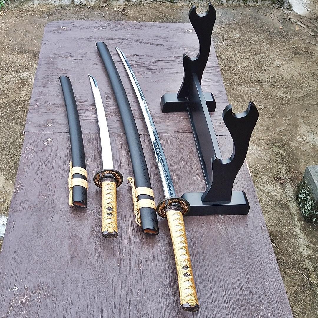 模造刀 日本刀 刀剣 刀掛台 二本掛台 据え置き式