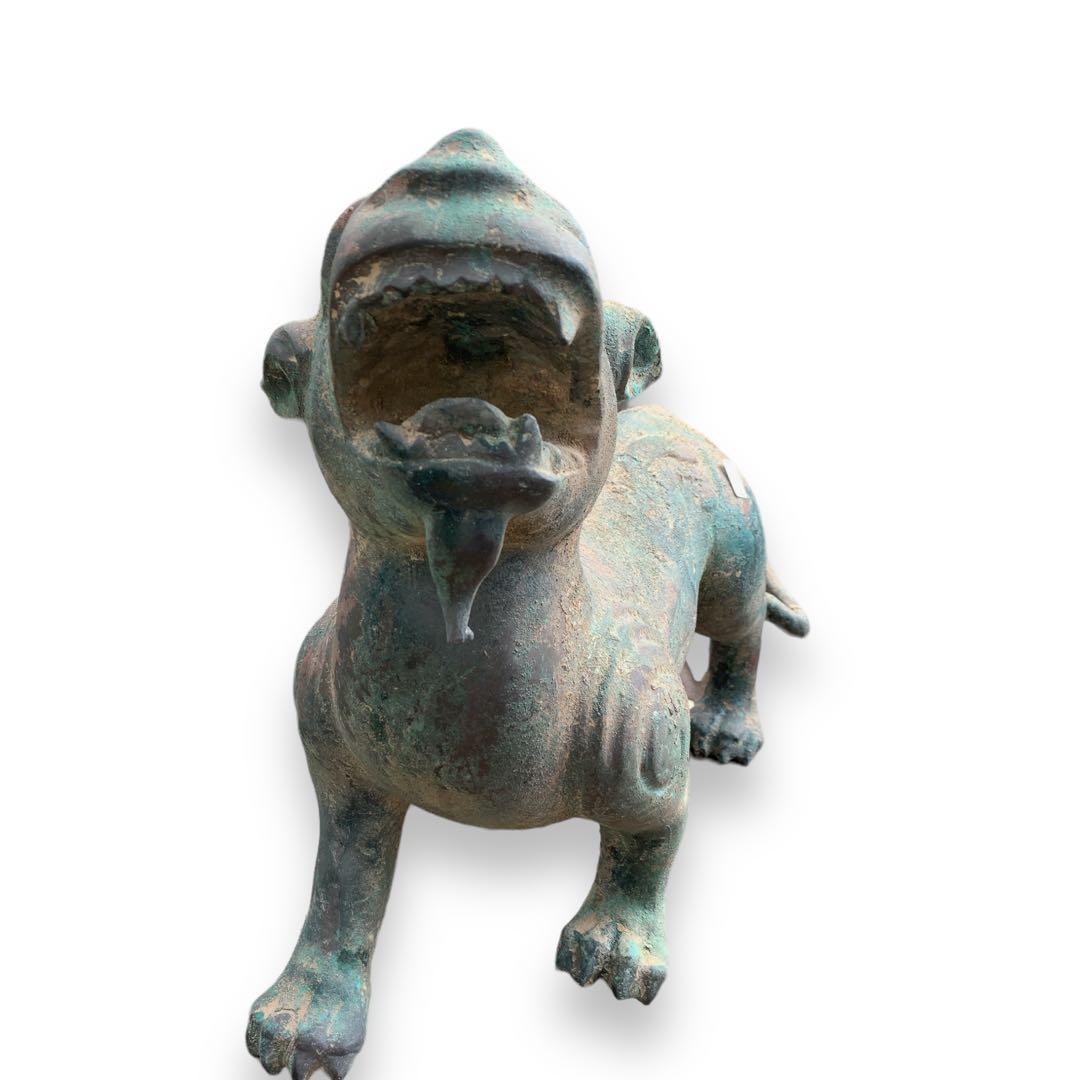 青銅器 獅子　一角獣　長尾獣　中国古玩 漢時代　犠動　置物　骨董
